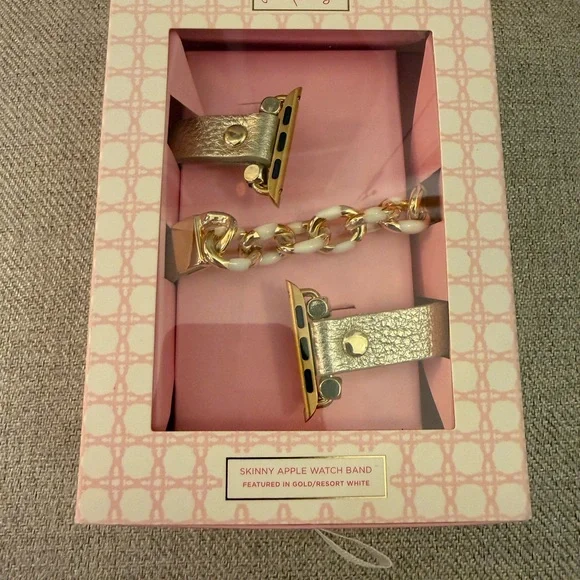 Lilly Pulitzer Skinny Apple Watch Band in Gold and Resort White - New In Box - Picture 2 of 3